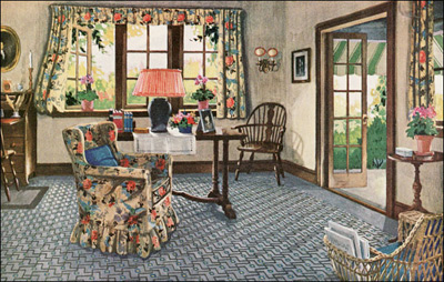 1926 Colonial Sitting Room - Blabon Linoleum